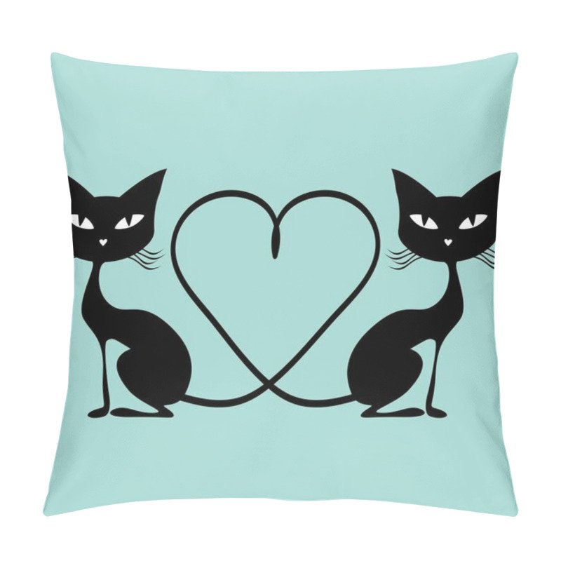 Personality  Card With Cute Black Cats Pillow Covers