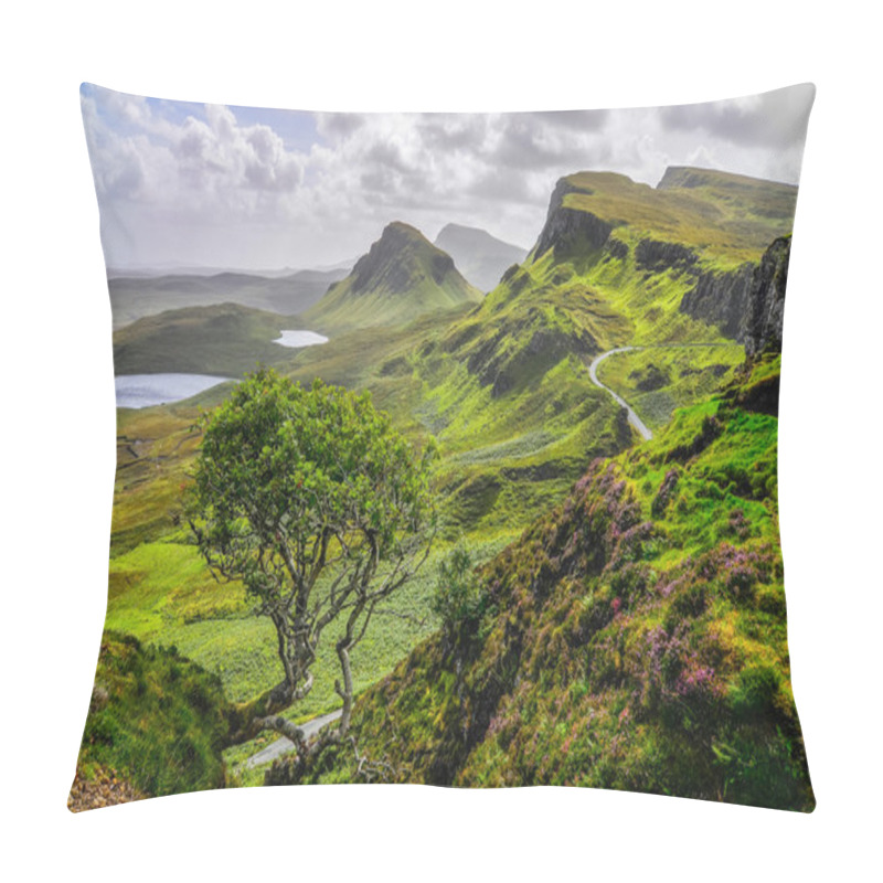 Personality  Scenic View Of Quiraing Mountains In Isle Of Skye, Scottish High Pillow Covers