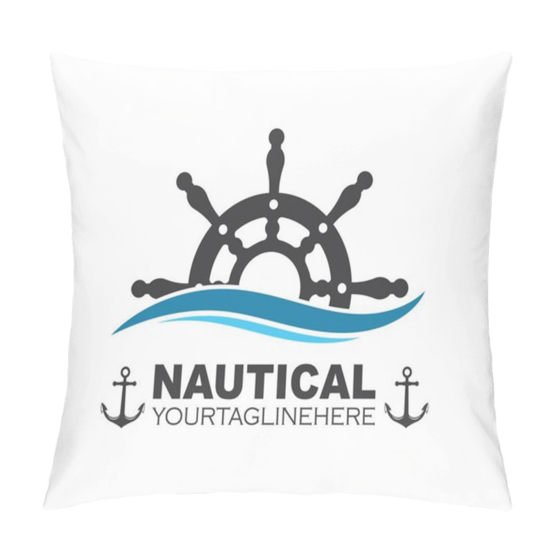 Personality  Steering Ship Vector Logo Icon Of Nautical Maritime Pillow Covers