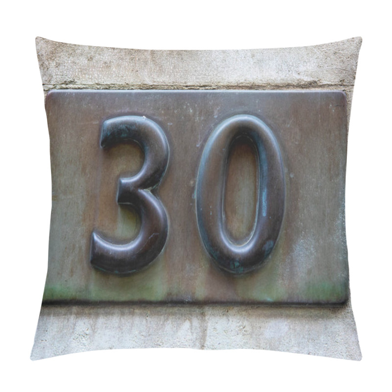 Personality  A Brass Plaque Portraying The Number 30. Pillow Covers