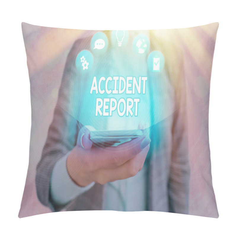 Personality  Text Sign Showing Accident Report. Conceptual Photo A Form That Is Filled Out Record Details Of An Unusual Event. Pillow Covers