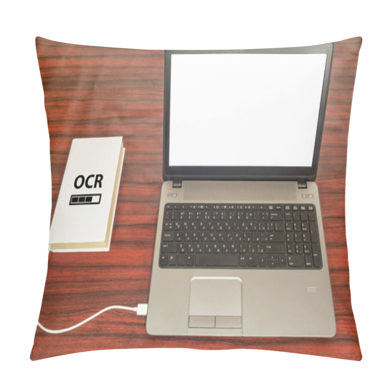 Personality  Optical Character Recognition Concept. Book And Laptop Pillow Covers