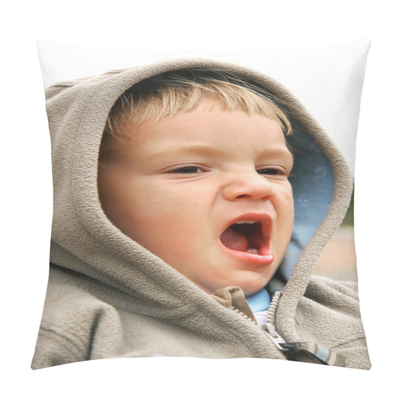 Personality  Yawning Baby-boy Partly Isolated Over White Pillow Covers