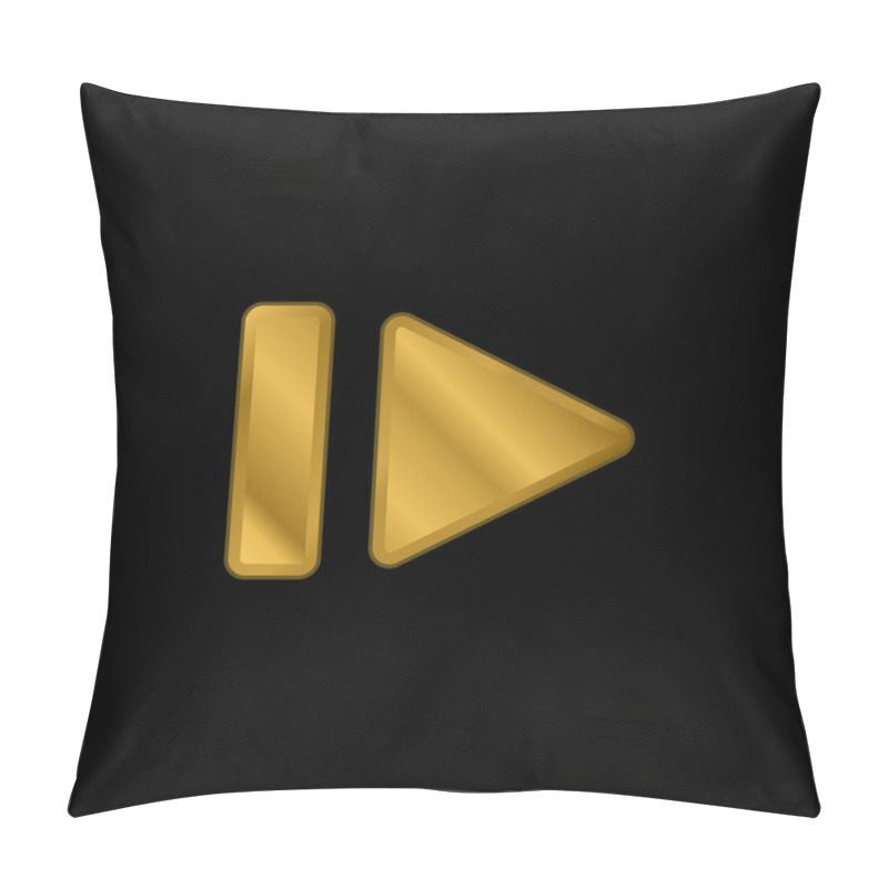 Personality  Big Pause Symbol Gold Plated Metalic Icon Or Logo Vector Pillow Covers