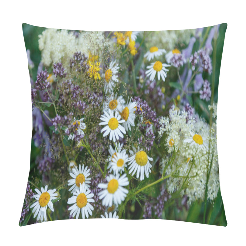 Personality  Beautiful Bouquet Of Various Wildflowers With Soft Shadows Pillow Covers