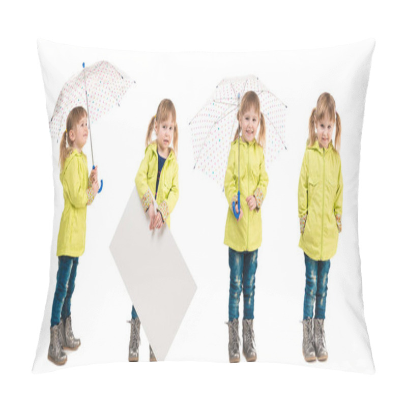 Personality  Funny Little Girl Holding Umbrella In Hand Pillow Covers