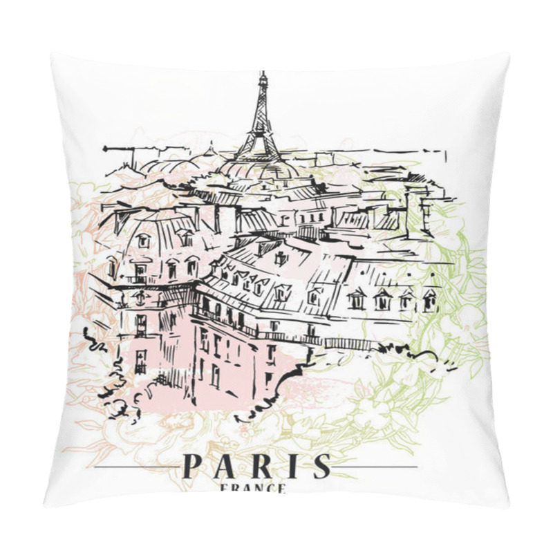 Personality  Paris Vector Illustration. Floral Backround, Vector Illustration. Pillow Covers