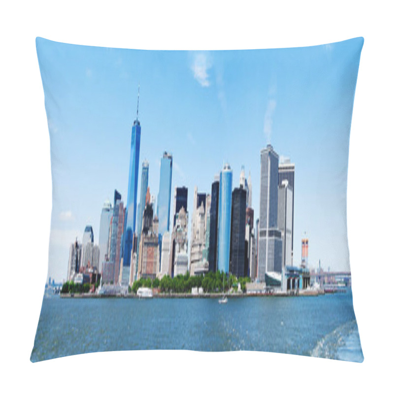 Personality  Panorama New York City Manhattan Skyline And Freedom Tower Pillow Covers