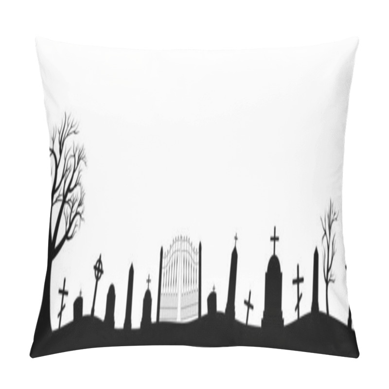 Personality  Halloween Scary Graveyard Background With Trees, Crosses And Bats. Halloween. Silhouette Of A Tombstone. Printed Labels And Decorations For Office, Crafts, Template. Vector Illustration Pillow Covers