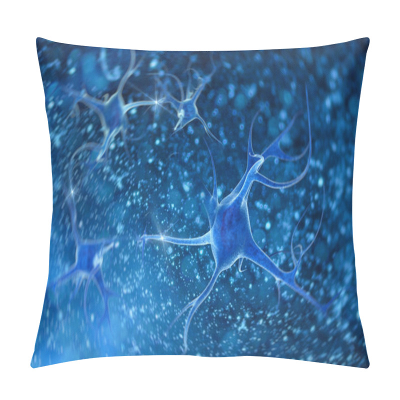 Personality  3D Illustration Of A Neuron Pillow Covers