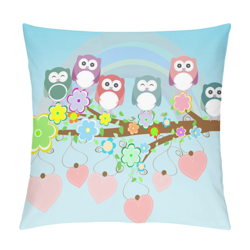 Personality  Owls Birds And Love Heart Tree Branch Pillow Covers