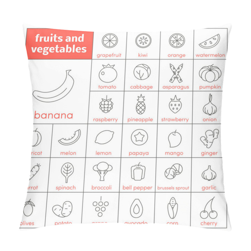 Personality  Fruits And Vegetables Icons Pillow Covers