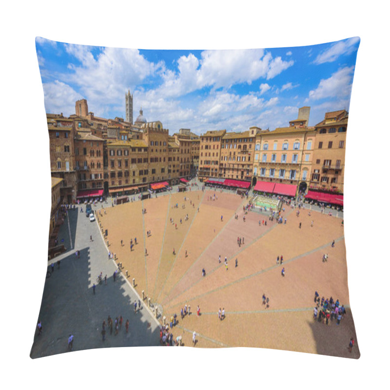 Personality  Piazza Del Campo, Siena - Aerial View Of The Historic Town With Beautiful Landscape Scenery On A Sunny Summer Day In Tuscany, Walled Medieval Hill Town With Towers In The Province Of Siena, Italy- Europe Pillow Covers