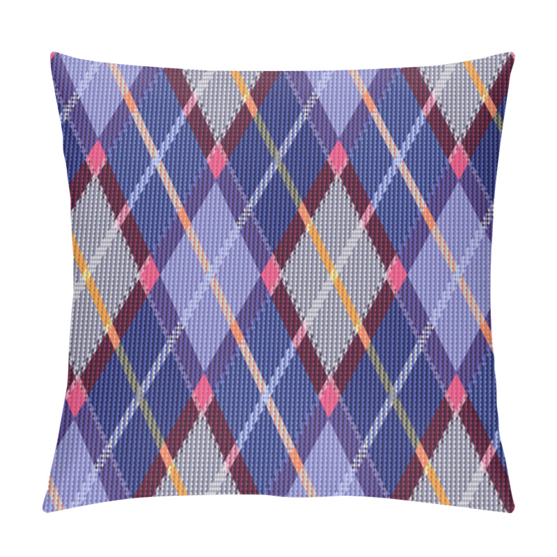 Personality  Rhombic Tartan Blue And Pink Fabric Seamless Texture Pillow Covers