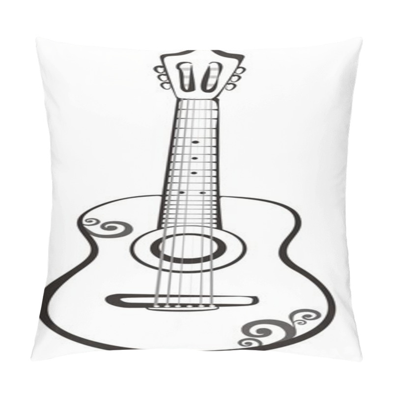 Personality  Classic Guitar Sketch In Black Lines Pillow Covers