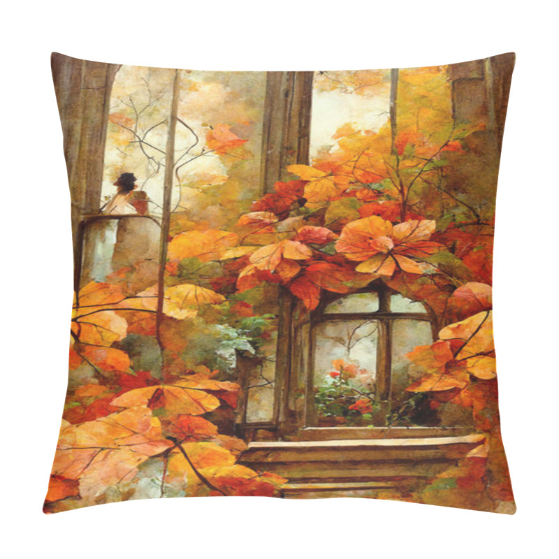 Personality  Abstract Autumn Illustration Window Tiffany Styled Glass Pillow Covers