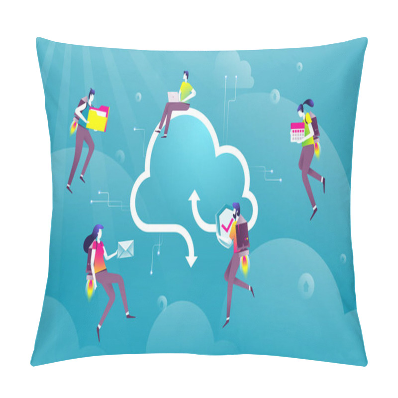 Personality  Cloud Computing Service, Group Of People Working Together Pillow Covers