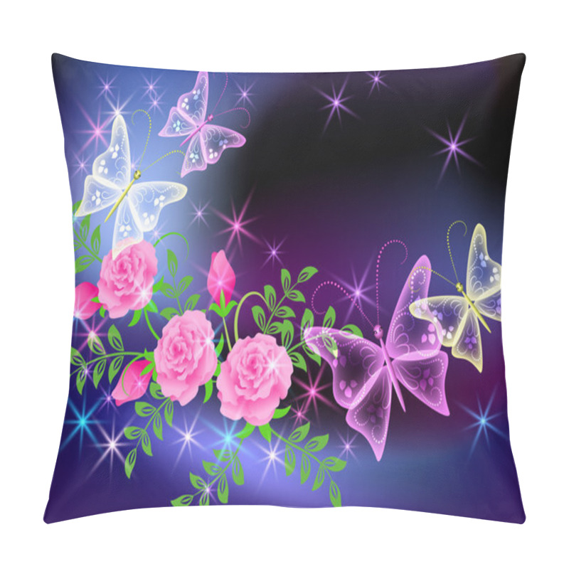 Personality  Glowing Transparent Flowers And Butterfly Pillow Covers