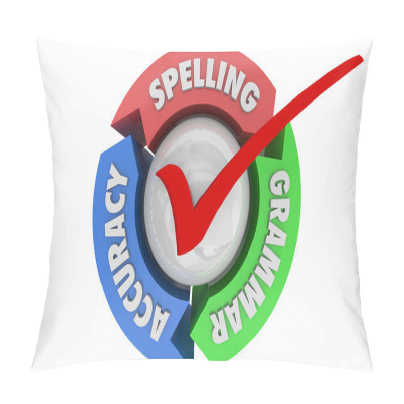 Personality  Spelling Grammar Accuracy Proofreading Check Process 3d Illustration Pillow Covers