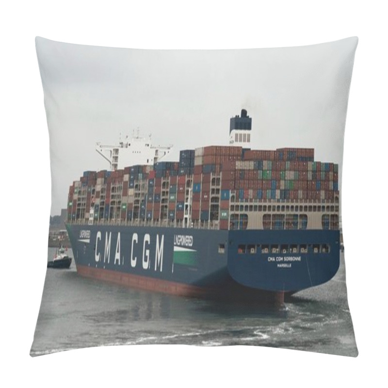 Personality  French Shipping Company Owned The Biggest LNG-powered Dual Fuel Container Vessel Leaving The European Port Pillow Covers