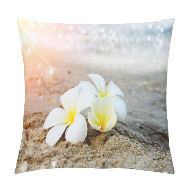 Personality  Frangipani Flower In The Morning On The Beach. Pillow Covers