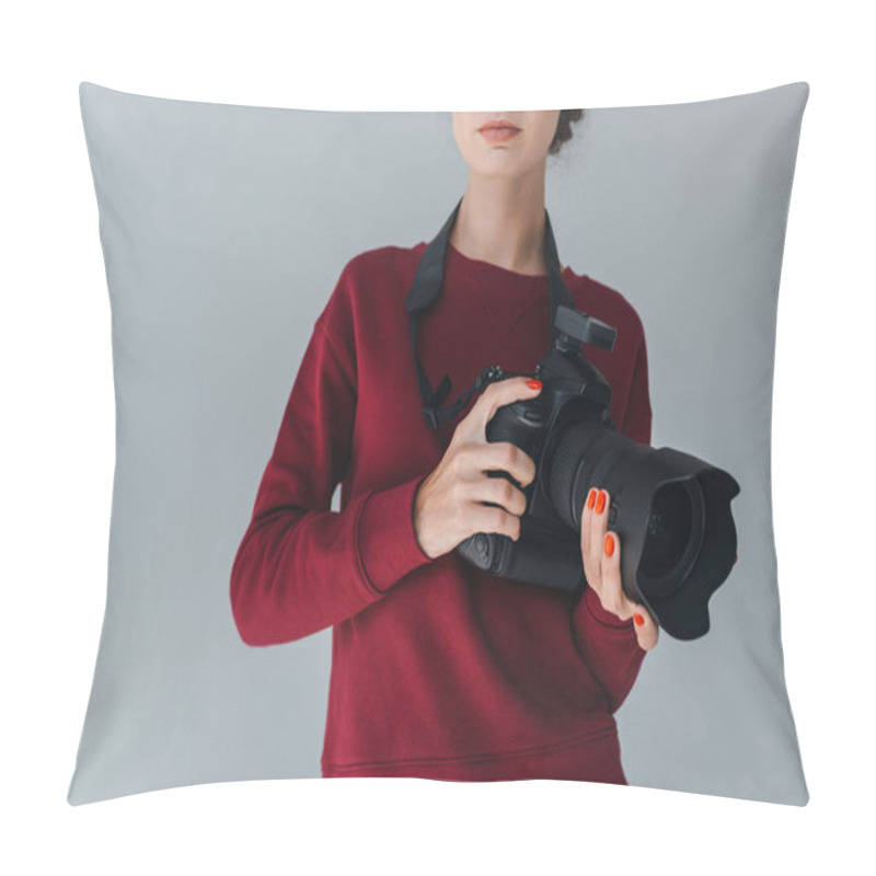 Personality  Photographer With Digital Camera  Pillow Covers