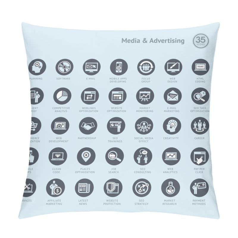 Personality  Set Of Business Icons For Media And Advertising Pillow Covers