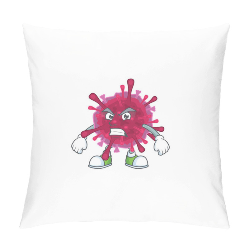 Personality  Cartoon Character Of Amoeba Coronaviruses With Angry Face Pillow Covers