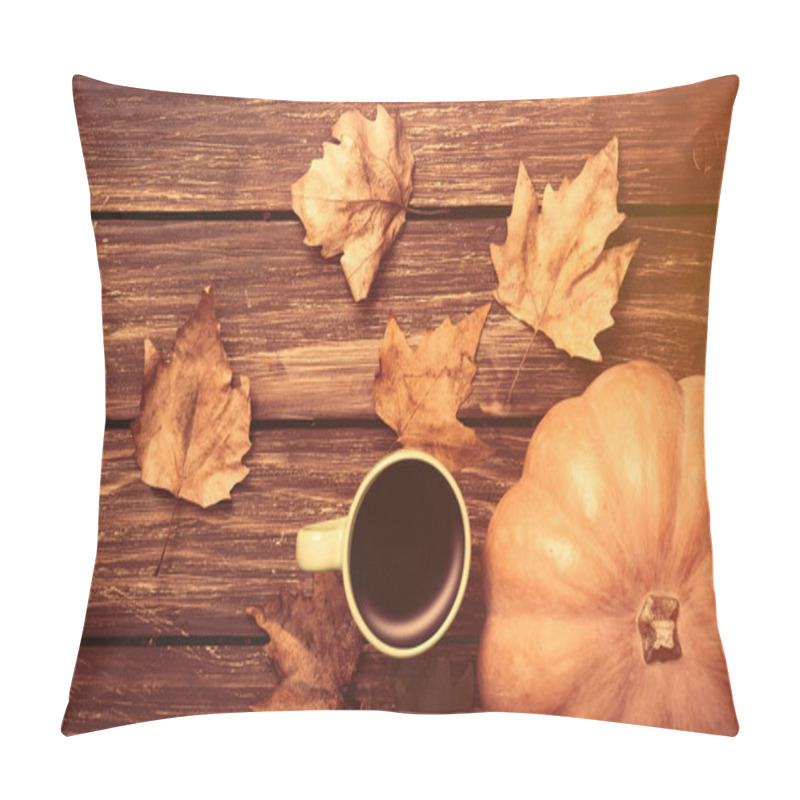 Personality  Cup Of Coffee And Pumpkin Pillow Covers