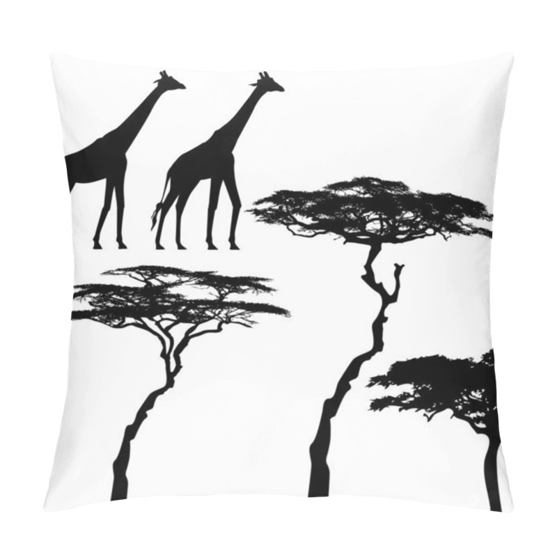 Personality  African Animals, Giraffe, Vector Silhouettes Pillow Covers