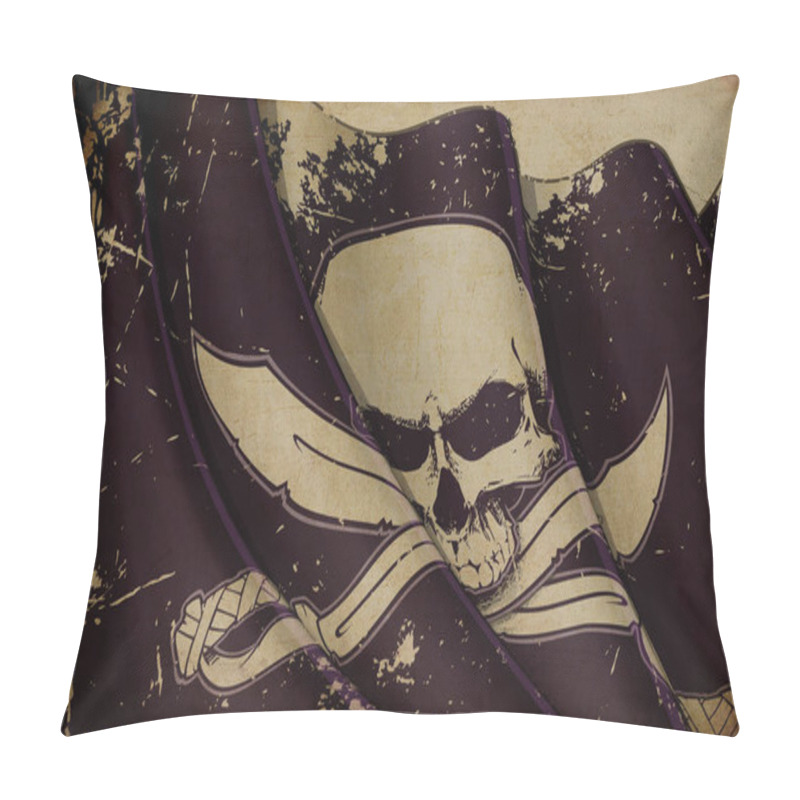 Personality  Pirates Jawless Skull And Swords Waving Flag Old Pape Pillow Covers