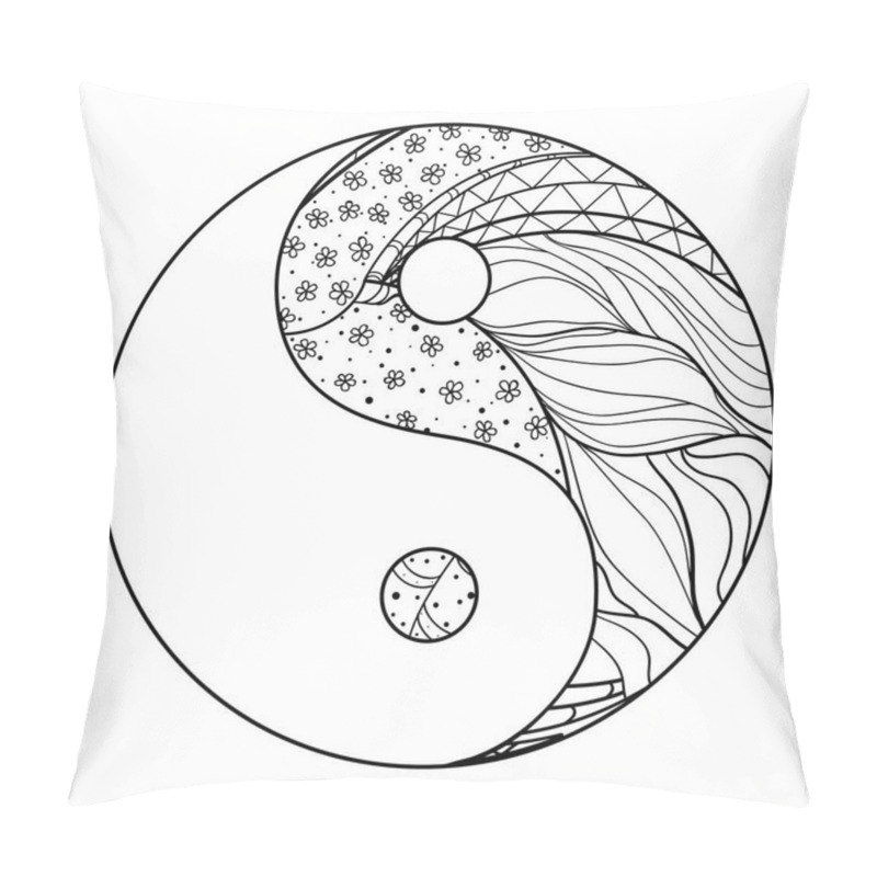 Personality  Yin And Yang. Zentangle. Pillow Covers