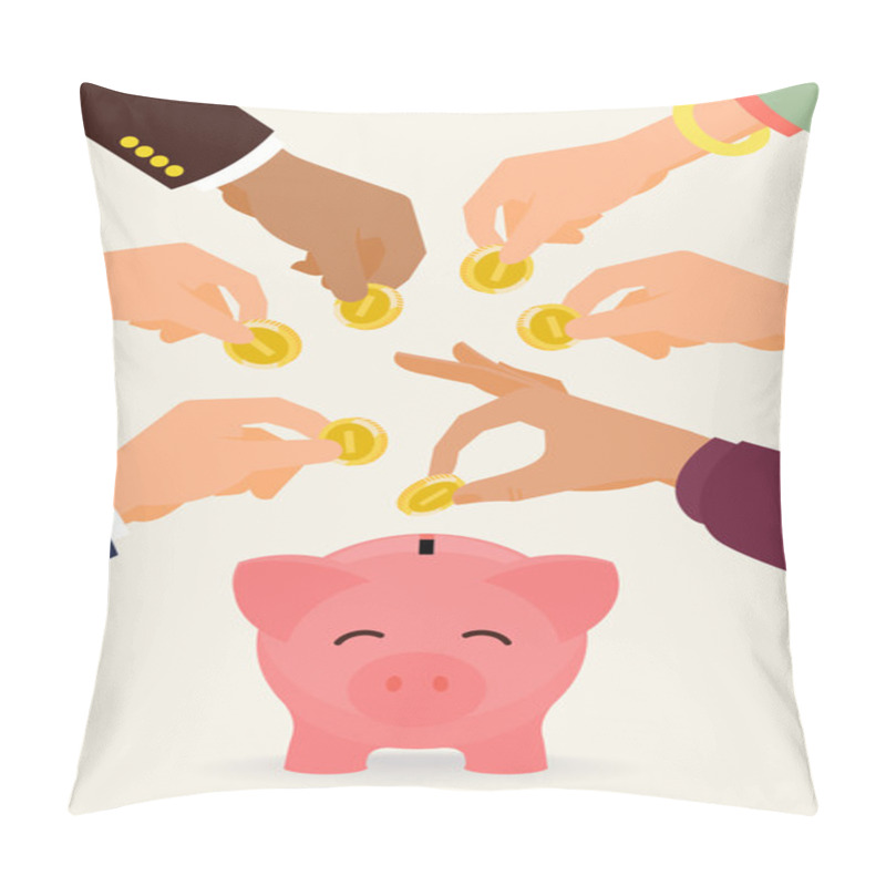 Personality  Piggy Bank Receiving Coins. Pillow Covers