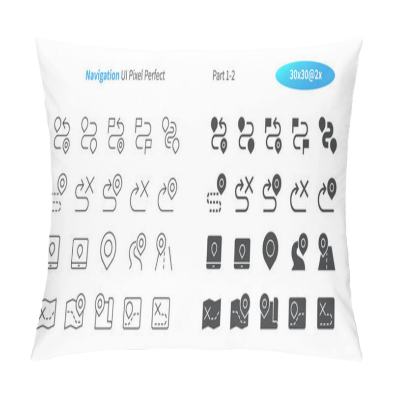 Personality  Navigation UI Pixel Perfect Well-crafted Vector Thin Line And Solid Icons Pillow Covers