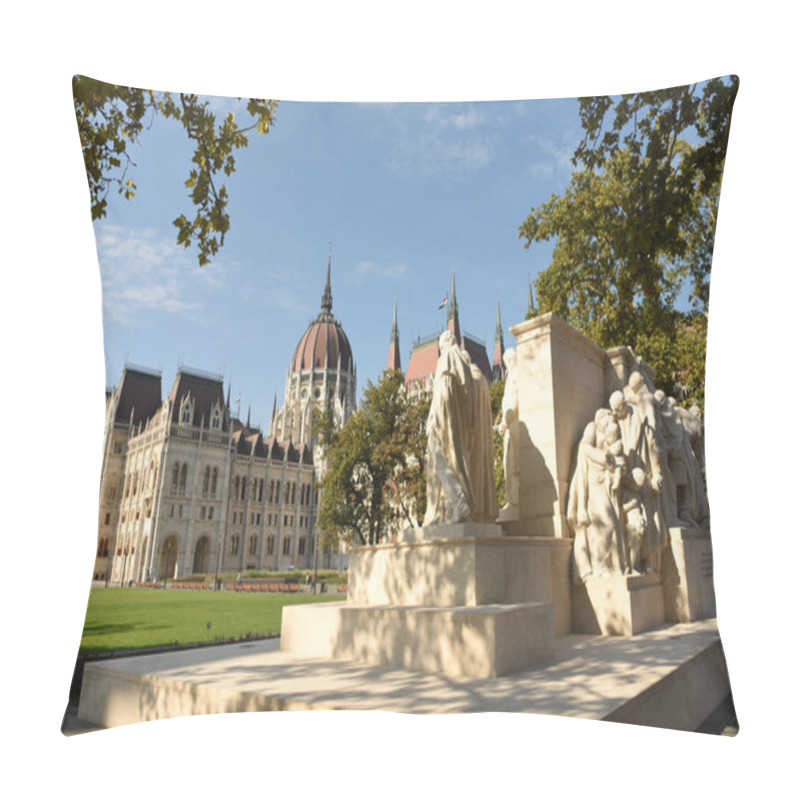 Personality  Kossuth Monument And Hungarian Parliament Building, Budapest Pillow Covers