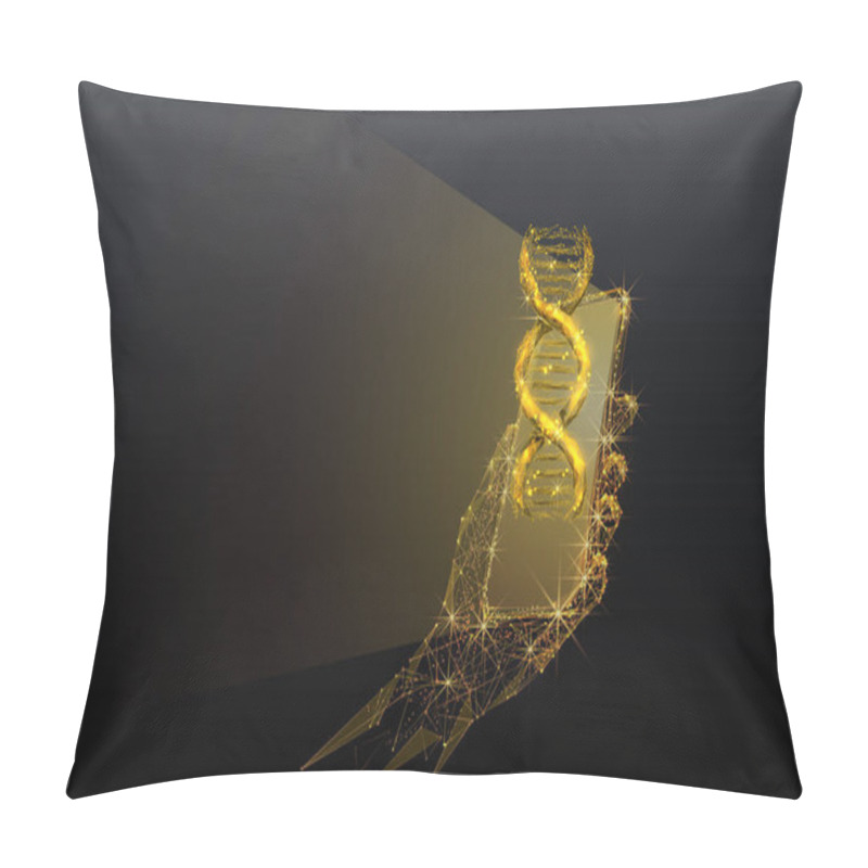 Personality  Genetic Science, Gold Metal Biotechnology Low Poly Wireframe Illustration Pillow Covers