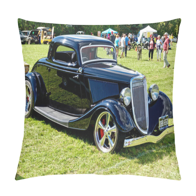 Personality  Westbury, Wiltshire, UK - September 1 2019: A 1950 Ford V8 Pilot Custom Hot Rod, At The 2019 White Horse Classic And Vintage Vehicle Show                                                   Pillow Covers