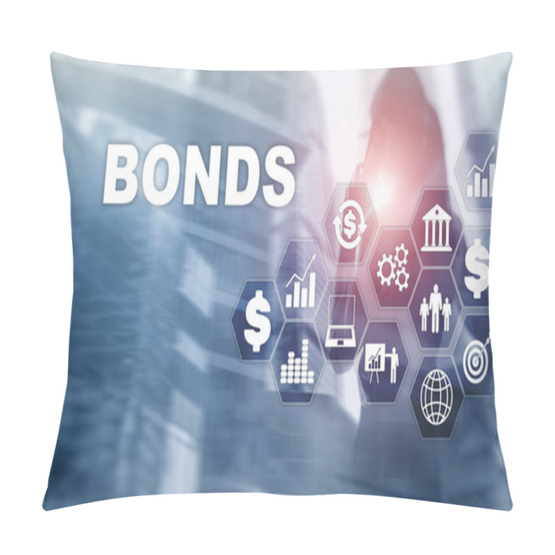 Personality  Bond Finance Banking Technology Business Concept. Electronic Online Trade Market Network. Pillow Covers