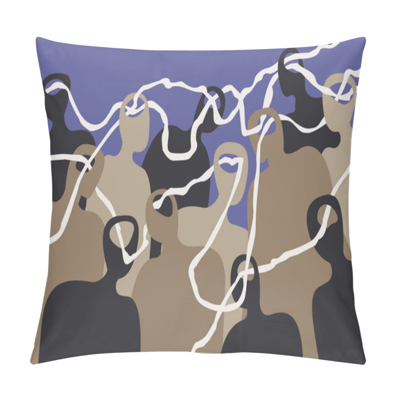 Personality  Abstract Illustration Of People Connected Through Their Brains Pillow Covers