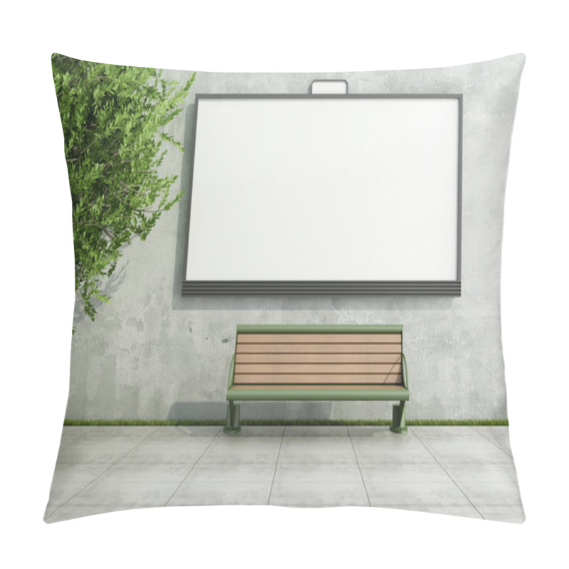 Personality  Advertising Street Bilboard On Grunge Wall With Bench Pillow Covers