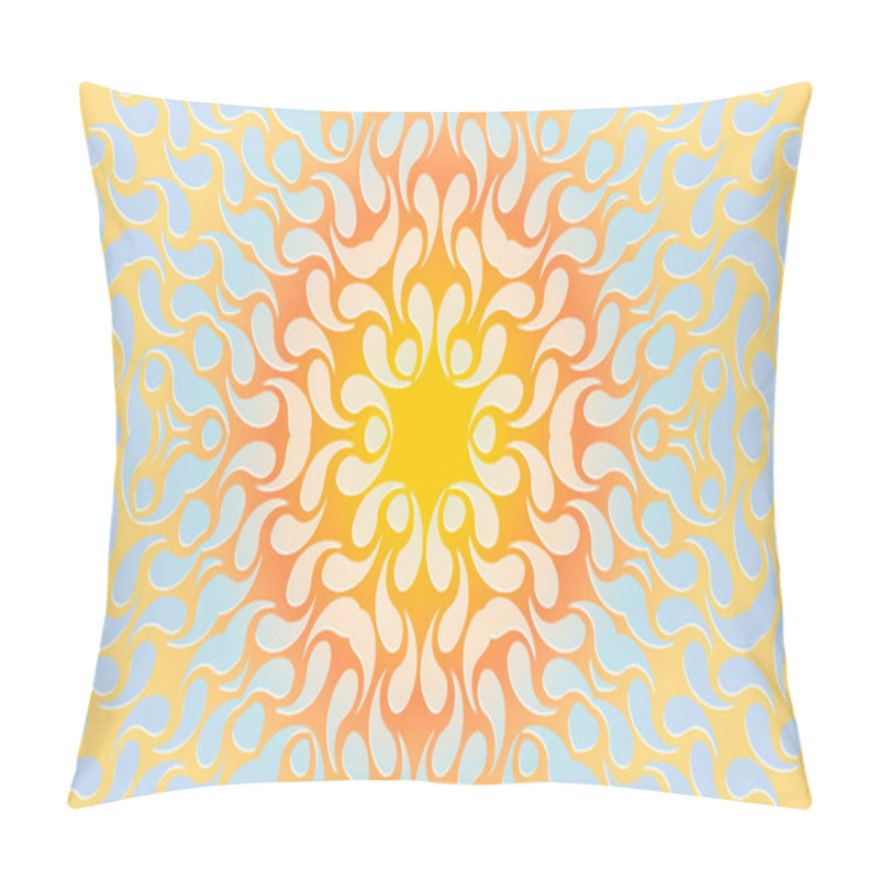 Personality  Texture Abstract Pattern Of Wavy Lines  The Elements In The Form  The Sun On A Blue Background Pillow Covers