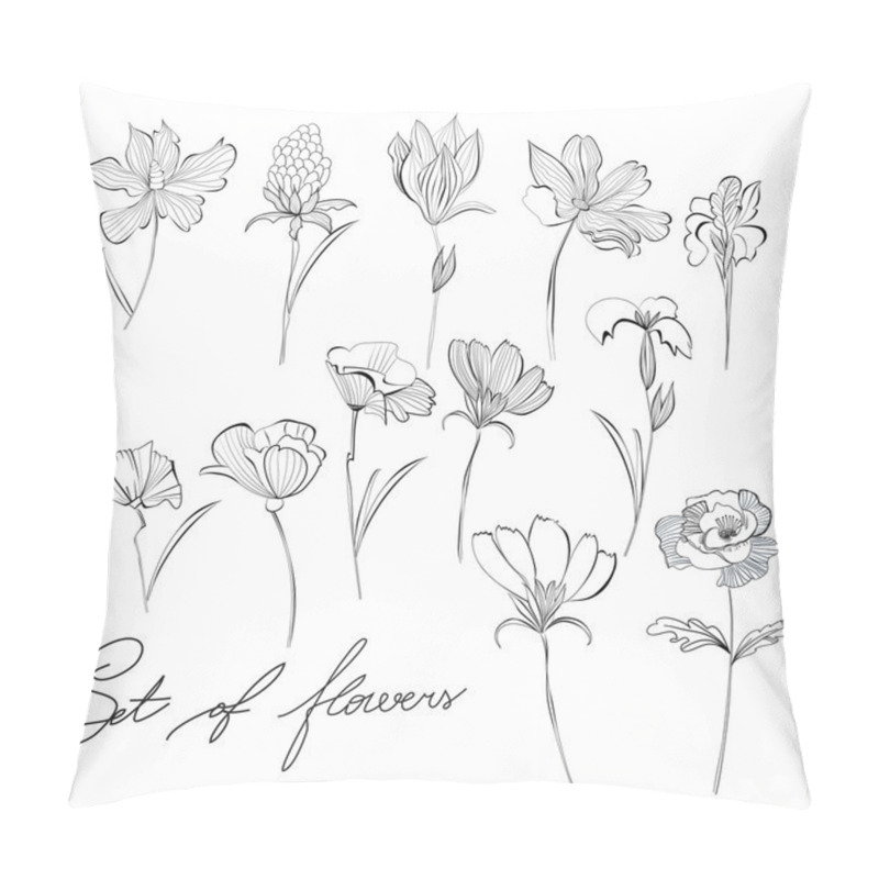 Personality  Sketch Of Flowers Pillow Covers