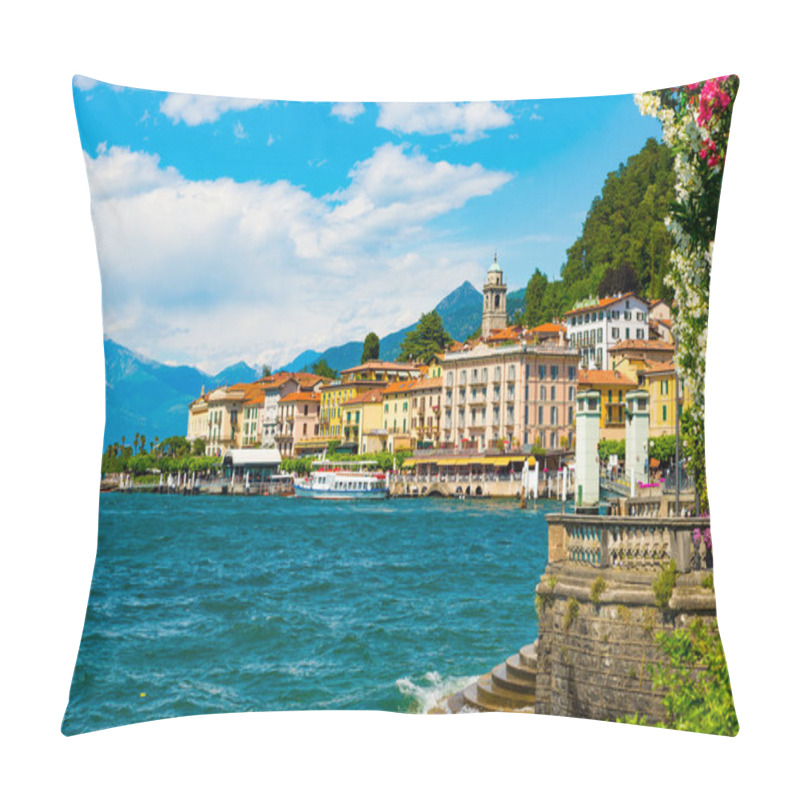 Personality  The Town Of Bellagio, On Lake Como, Photographed On A Summer Day. Pillow Covers