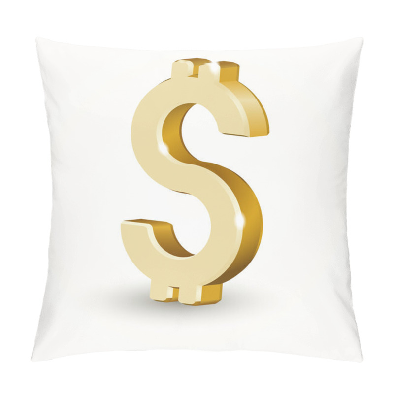 Personality  Vector Golden Dollar Sign Isolated On White Background. Pillow Covers