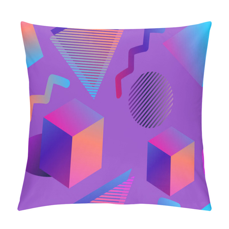 Personality  Memphis Seamless Pattern. Geometric Shapes In The Style Of 80s, Isometric. Background For Print. Vector Illustration Pillow Covers