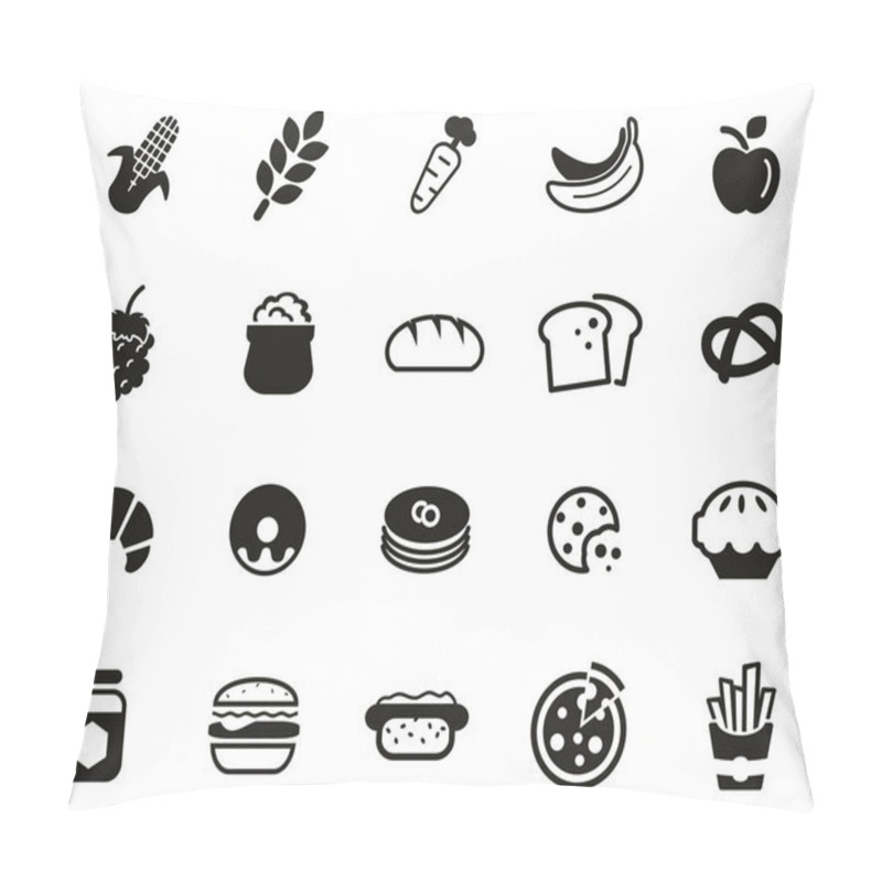 Personality  Carbohydrate Food Icons Black & White Set Big Pillow Covers