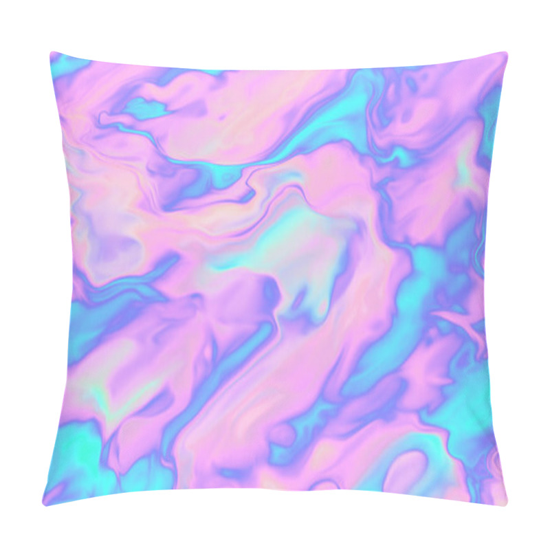 Personality  Iridescent Psychedelic Background. Crazy Liquid Texture. Fluid Rainbow Pattern. Acid Holographic Effect. Pillow Covers