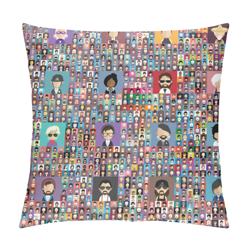 Personality  Set Of People Icons With Faces. Pillow Covers