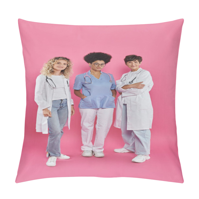 Personality  Generations, Medical Colleagues, Female Oncologists, Breast Cancer Awareness Concept, Campaign Pillow Covers