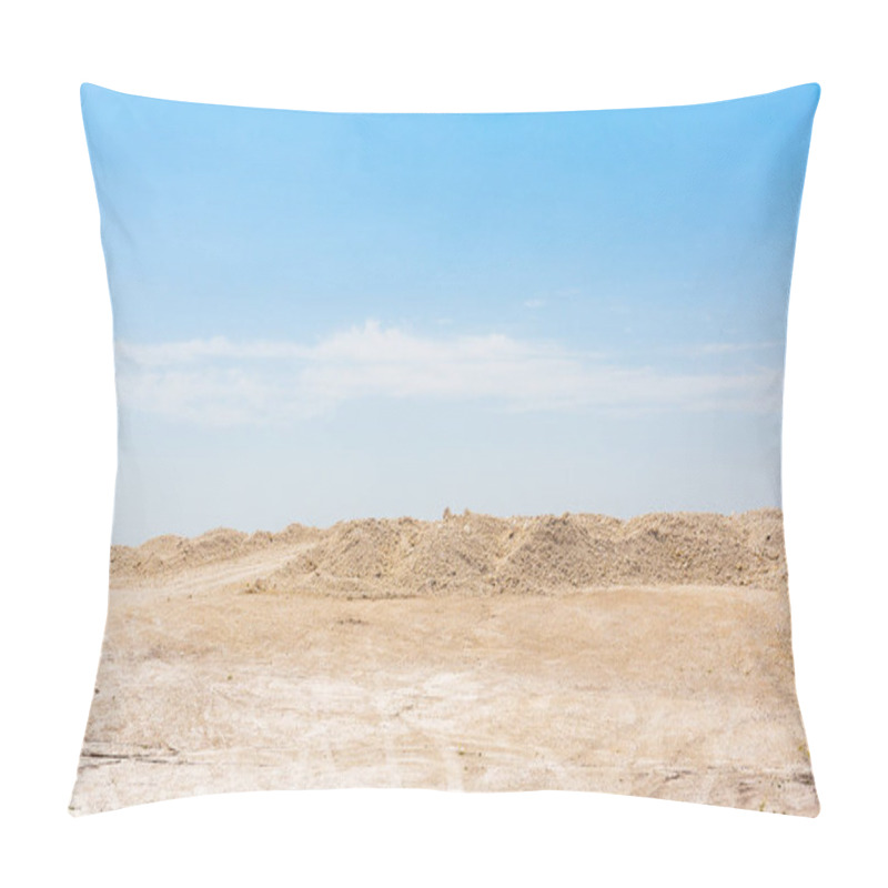 Personality  Chalk Or Cretaceous Quarry, Sand Or Chalk Hills Against A Bright Blue Sky Pillow Covers